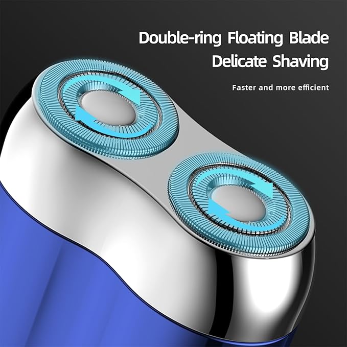 New Model Mini Dual-Head Electric Shaver Upgrade Pocket Shaver Washable Double Head Razor USB Mini Portable Razor Rechargeable Waterproof Compact (Four Color) (Blue)