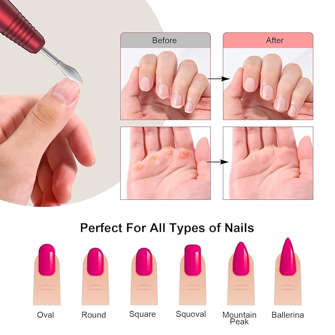 PELCAS Electric Nail Drill Cordless LCD Nail File Kit 5 Adjustable Speeds 20000RPM Drill Nails Machine for Acrylic Gel Nail Manicure Pedicure Grinder Tool