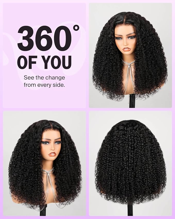 Salon-Quality Special Kinky Curl Wig Human Hair 220% Density Ready to Go Glueless Wigs Human Hair Pre Plucked Pre Cut HD Lace 6x5 Closure Wig Bleached Tiny Knots 18 Inch