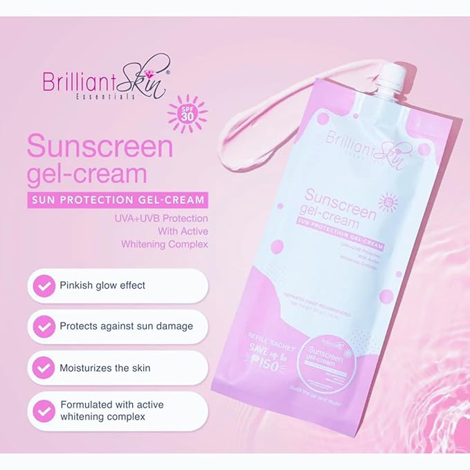 Brilliant Skin Sunscreen Gel-Cream Refill Sachets 50g Pack of 2