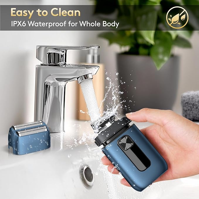Brightup Foil Shaver Electric Razor &amp Shavers for Men with Trimmer[150 Min Runtime] IPX6 Waterproof Double Floating Blades for Shaving Face Cordless/Type C Rechargeable/Travel Lock/LED Display