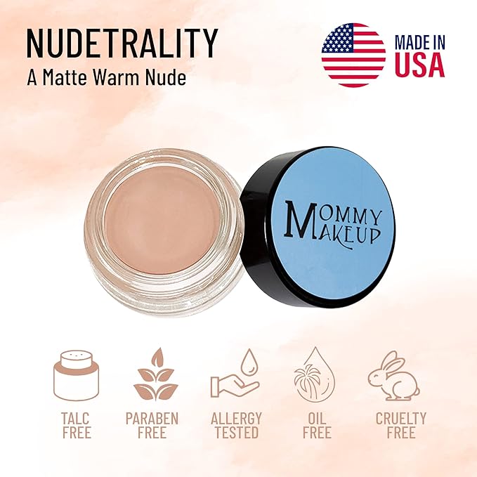 Mommy Makeup Any Wear Creme Eyeshadow - Waterproof Crease-Proof Long Lasting High Pigment Oil-free - Cream to Powder for Eyes Cheeks &amp Lips (Nudetrality)