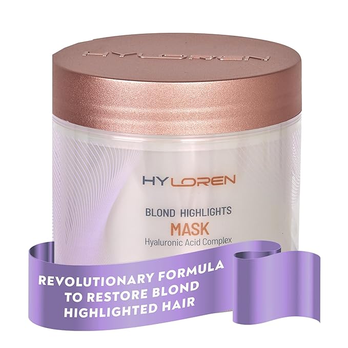 Mon Platin HYLOREN Blonde Highlights Mask with Hyaluronic Acid - 500 ml Premium Blonde Hair Mask to Neutralize Yellow and Orangey Tones - Treatment to Repair Restore Soften and Strengthen Hair