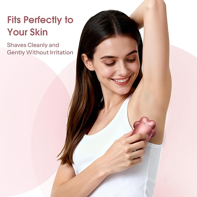 Electric Razors for Women Legs: 5-in-1 Rechargeable Body Shaver 7D Wet &amp Dry Body Trimmer IPX7 Waterproof Lady Hair Remover for Face Underarms Pubic Matte Pink
