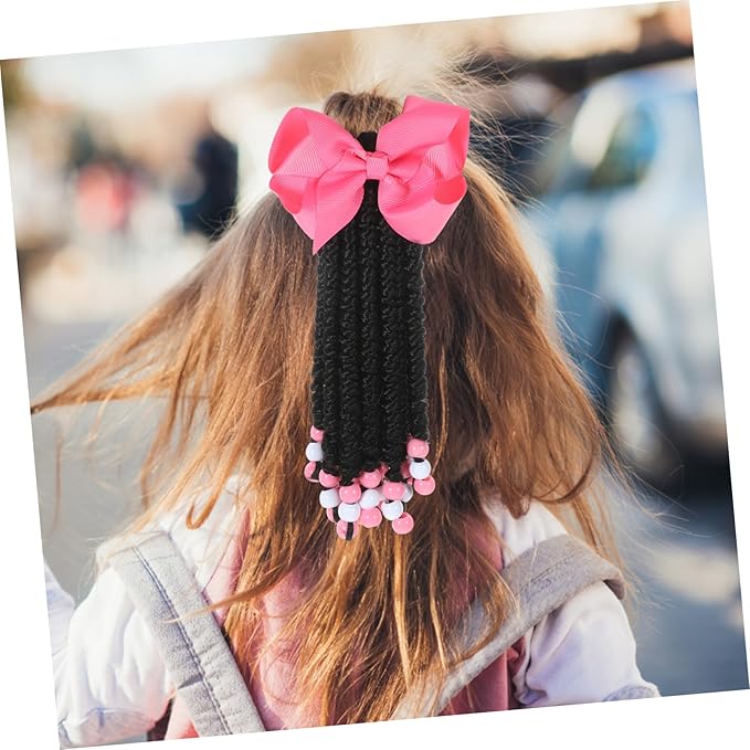 4pcs Ponytail Beads and Dreadlocks Headband Wig Bowknot Beaded Ponytail Synthetic Ponytail Extension Braided Hair Extensions Wig Chemical Fiber Decorate To Weave Women's
