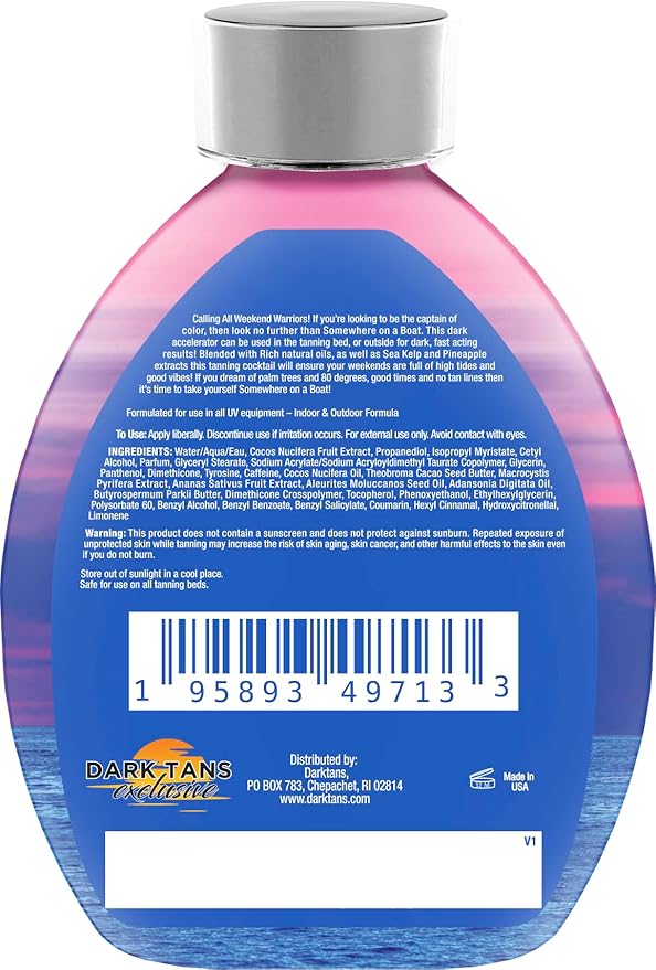 Somewhere On A Boat Tanning Lotion for Indoor Tanning Beds/Outdoor Sun Tan Dark Tanning Bed Lotion w/Coconut Oil Pineapple &amp Shea Butter 13.5oz - White Lotion NO Bronzer