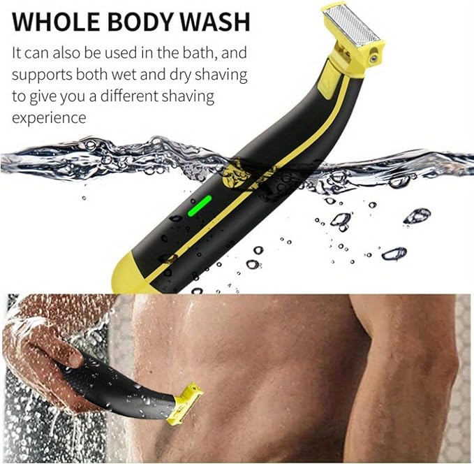 2024 New Full Body Washed Wet and Dry Shaver Full Body Men's Electric Shaver Wash Wet and Dry Double Shave Dry Wet Waterproof Mens Rotary Facial Shaver Ergonomic Body Shaver (1PC)