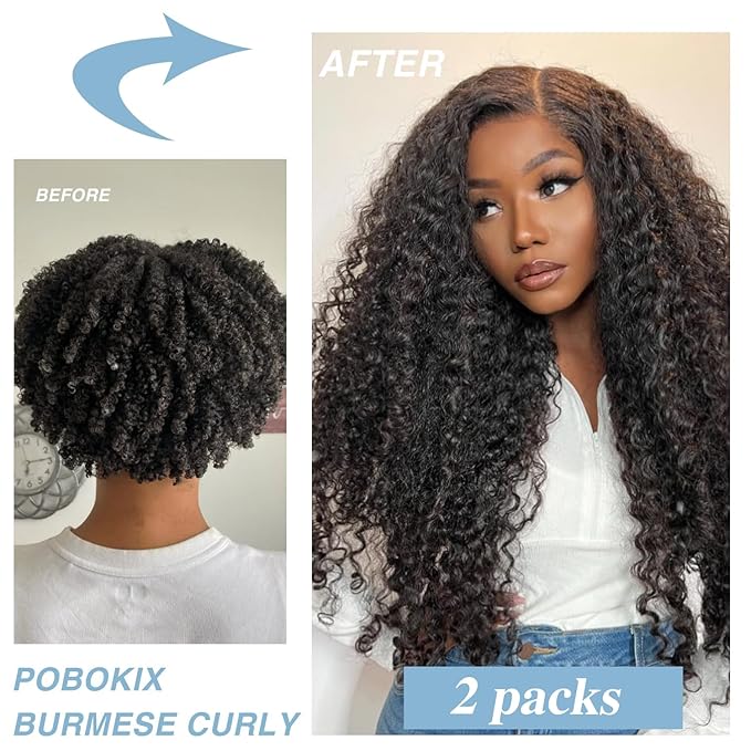 Burmese Curly Clip in Hair Extensions Real Human Hair 8Pcs Remy Human Hair Clip in Extensions for Women Natural Soft Human Hair 120g 18inch #1B Natural Black