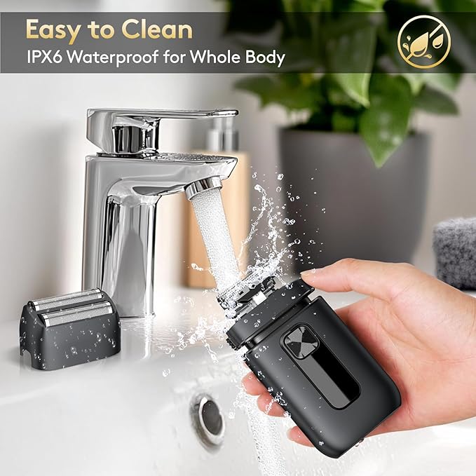 Brightup Foil Shaver Mens Electric Razor Shavers for Men with Trimmer Cordless USB-C Rechargeable Waterproof Double Floating Blades for Close Shaving Face 2 Speed LED Display&ampTravel Pouch Gr