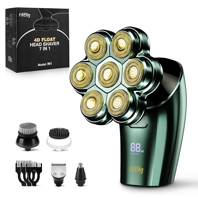 Head Shavers for Bald Men - 7D Arc Electric Razor with Magnetic Detachable Head Waterproof Wet Dry 5-in-1 Electric Shaving &amp Grooming Kit LED Display Rechargeable Head &amp Body Hair Shaver