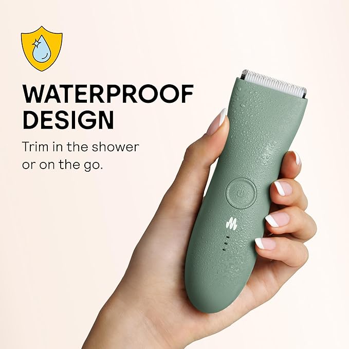 MERIDIAN The Trimmer Original - Body Hair Trimmer for Men Electric Shaver for Pubic Hair Chest Legs &amp Bikini Waterproof &amp Rechargeable Sage