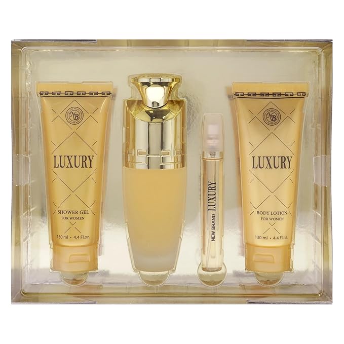 New Brand Luxury for Women - 4 Pc Gift Set 3.3oz EDP Spray 4.4oz Shower Gel 4.4oz Body Lotion 0.5oz EDP Spray