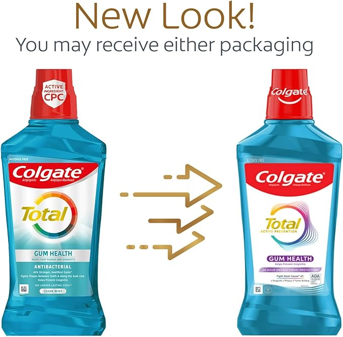 Colgate Total for Gum Health Mouthwash Clean Mint - 500mL 16.9 fluid ounce(Pack of 6)