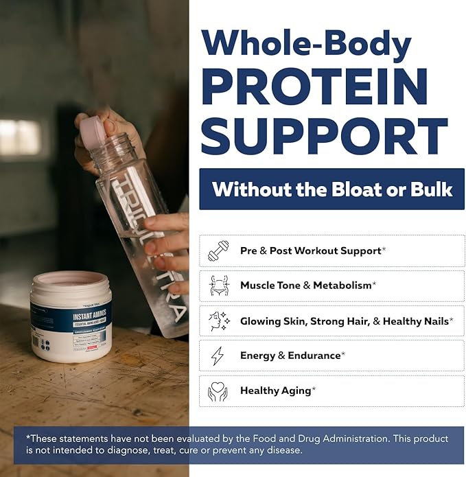 Instant Aminos - EAA+BCAA - 10 Essential Amino Acids Supplement - Rapid Absorption Zero Digestion - Supports Lean Muscle Recovery &amp Aging - 321% DIAAS Protein Score - Wild Berry (30 Servings)