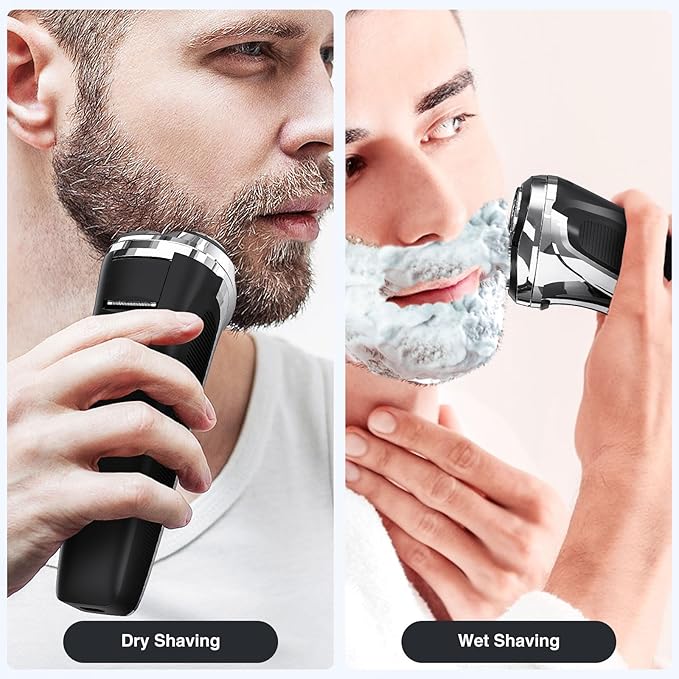 Electric Razor for Men Men?™s Electric Shavers Wet &amp Dry Shaver with Pop-up Trimmer USB-C Rechargeable Waterproof Portable Shaver with LCD Display/Travel Organizer/Travel Lock Ideal Men Gift