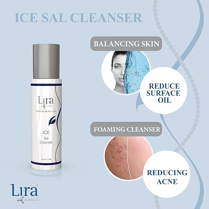 Lira Clinical ICE Sal Cleanser ? Salicylic Acid Face Wash with Plant Stem Cells Echinacea and Peptides ? Cooling Exfoliating Facewash ? Gentle Clarifying Travel Size Daily Facial Cleanser - 6 Oz