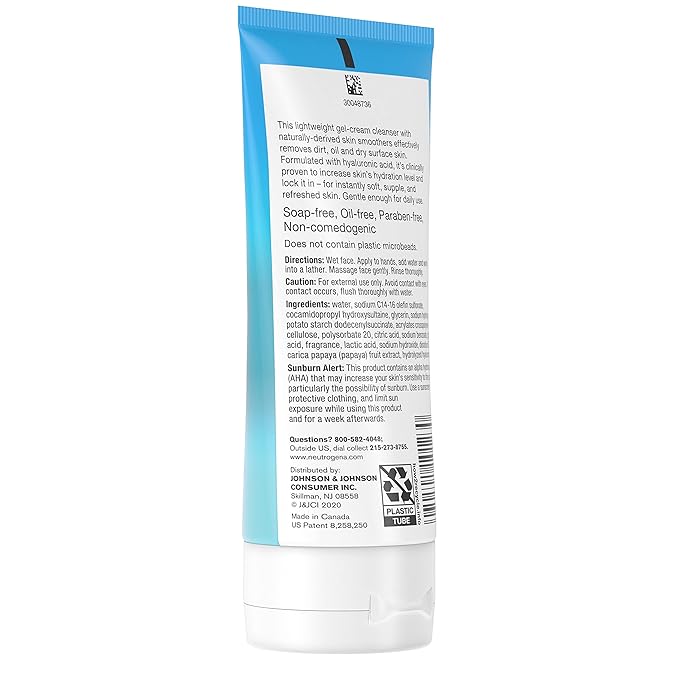 Neutrogena Hydro Boost Gentle Exfoliating Daily Facial Cleanser with Hyaluronic Acid Clinically Proven to Increase Skin's Hydration Level Non-Comedogenic Oil- Soap- &amp Paraben-Free 5 Oz 3 Pack