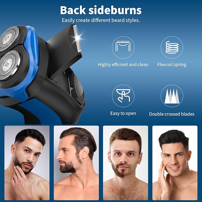 SweetLF Electric Razor for Men IPX7 Waterproof Wet &amp Dry Shaving Pop-up Trimmer Type C Rechargeable Corded &amp Cordless Father's Day Gift