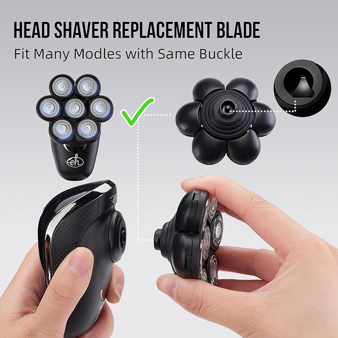Bald Head Shaver Replacement Blades for Head Shaver Premium 7 Blades Shaver Replacement Heads for Universal Head Shavers and Freedom Bald Men Grooming 3 Cleaning Brush 3 Pack