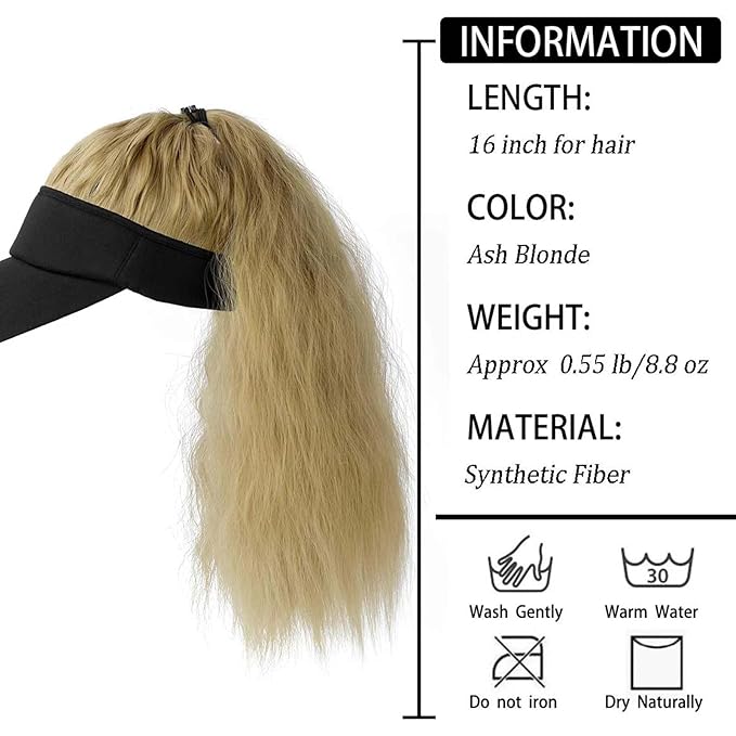 Women's Baseball Hat Wig Visor Hat Wig Wool Short Curly Hair Wig Ponytail Braid Wavy Wig Synthetic Hair Extensions