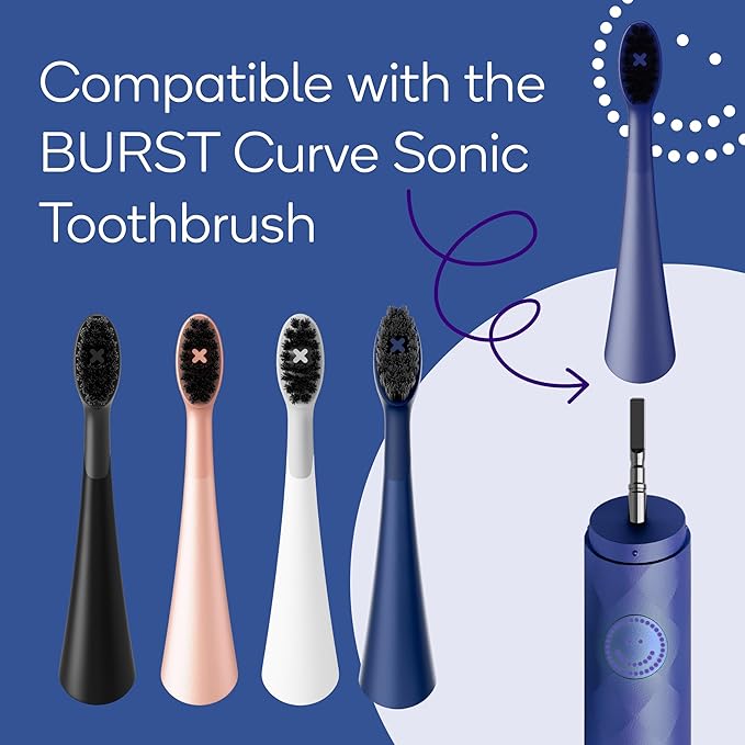 BURST Replacement Heads for Curve Sonic Electric Toothbrush (3 Pack/Cobalt Blue)