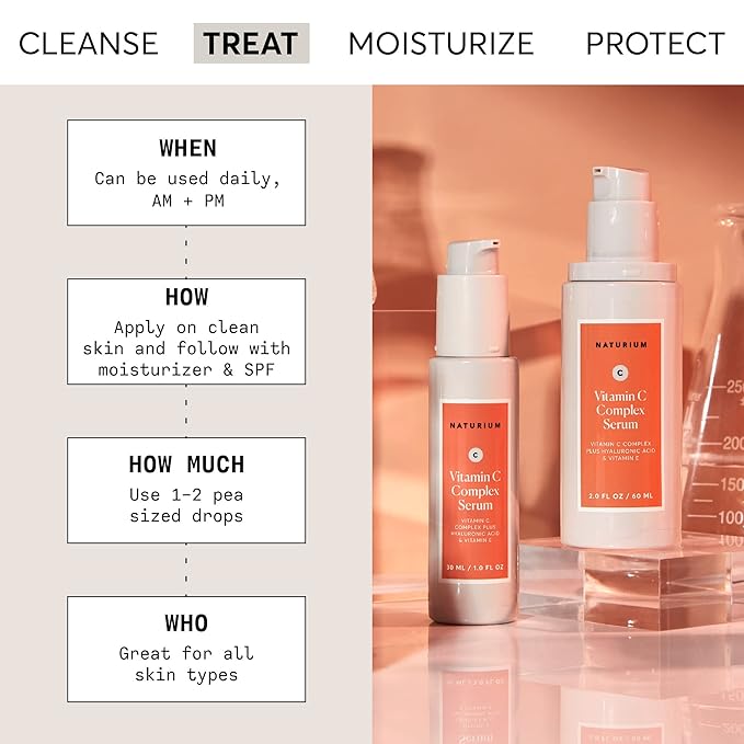 Naturium Vitamin C Complex Face Serum Anti-Aging Facial Treatment with Hyaluronic Acid &amp Vitamin E 1 oz