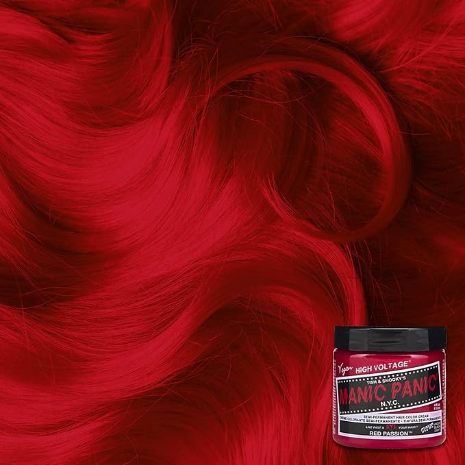 MANIC PANIC Classic Red Passion Semi Permanent Hair Color - Medium Cherry Red Hair Dye for Women &amp Men That Lasts 4-6 Weeks - Vegan Ammonia &amp Cruelty-Free - Create &amp Mix Custom Shades (4o