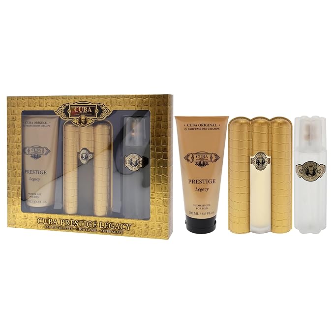 Cuba Prestige Legacy for Men - 3 Pc Gift Set 3oz EDT Spray 6.6oz Shower Gel 3.3oz After Shave