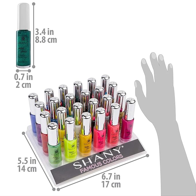 SHANY Nail Art Set Nail Polish - Glitter Metallic Pearls Neon and Matte Nail Polish Nail Art Drawing Decoration Set With Built-in Thin Nail Art Brush - 24 Famous Colors Nail Polish Bulk
