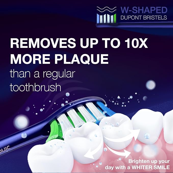 Wagner Stern WHITEN+ Edition. Whitening Electric Toothbrush with Pressure Sensor. Offers 5 Brushing Modes 3 intensities 8 Soft Brush Heads and a Luxury Travel case.