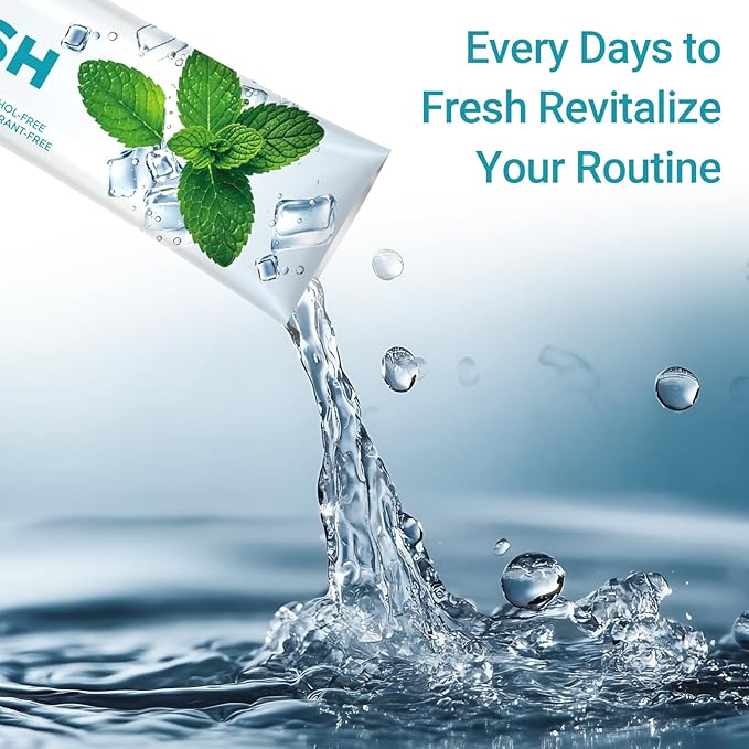 Travel-Size Alcohol &amp Fluoride Free Mint Mouthwash Packets 60 Individually Wrapped Portable Packs for Adults Fresh Breath Mint Flavored Mouthwash for Oral Hygiene 0.63 Fl Oz Each