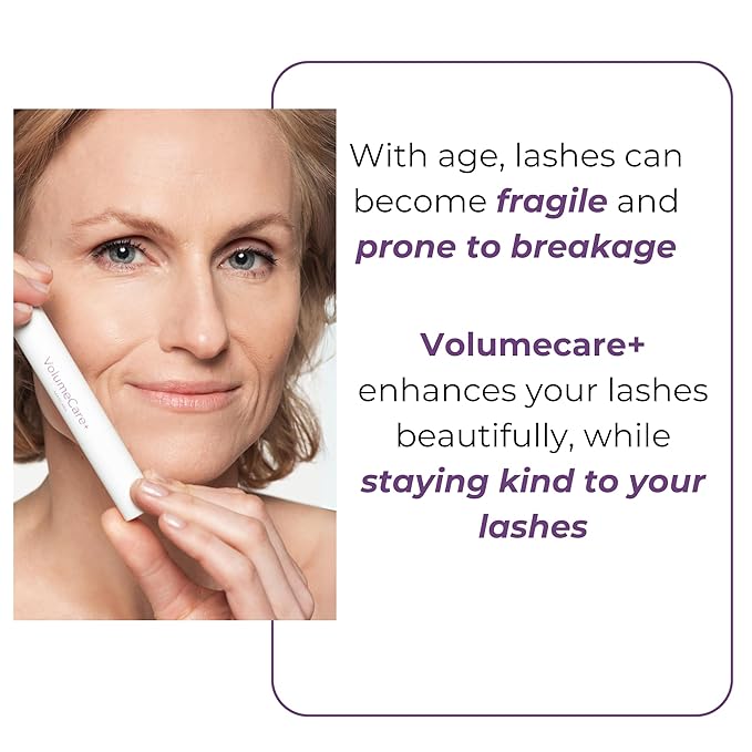 Rumi Cosmetiques VolumeCare+ Mascara For Mature Women - Extreme Length and Volume 2-in-1 Formula - No Clumps or Flaking Long-Wearing Hypoallergenic Mascara For Sensitive Eyes (Natural Black)