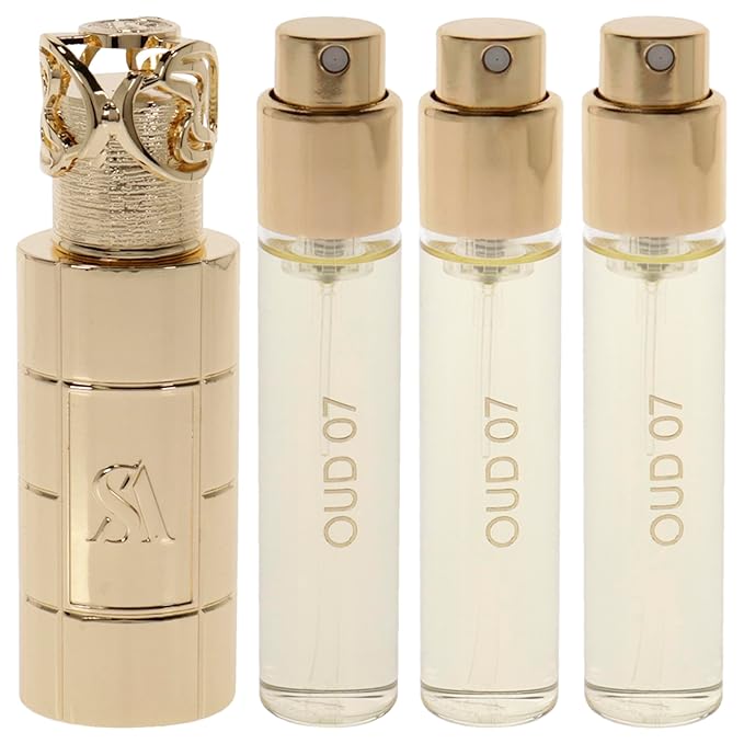 SWISS ARABIAN Oud 07 Giftset - Arabian Perfumes for Women and Men - Long Lasting Perfume - Floral Spicy Vanilla Perfume - 3 Bottles with Case - 4 pc
