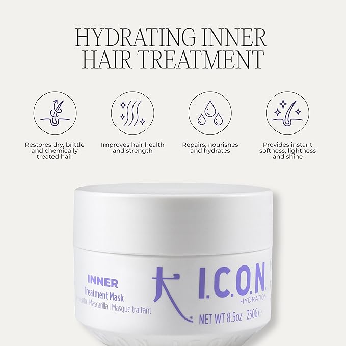 I.C.O.N. Inner Moisturizing Treatment Mask Rinse-out Cream for Dry Brittle &amp Chemically Treated Hair 8.5 oz