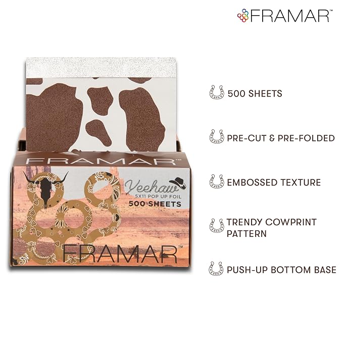 FRAMAR Yeehaw Hair Foils For Highlighting - Pop Up Hair Foil For Hair Highlighting Highlight Foils For Hair Aluminum Foil Sheets Salon Foils For Hair Stylist Non Slip 500 Pop Up Foil Sheets