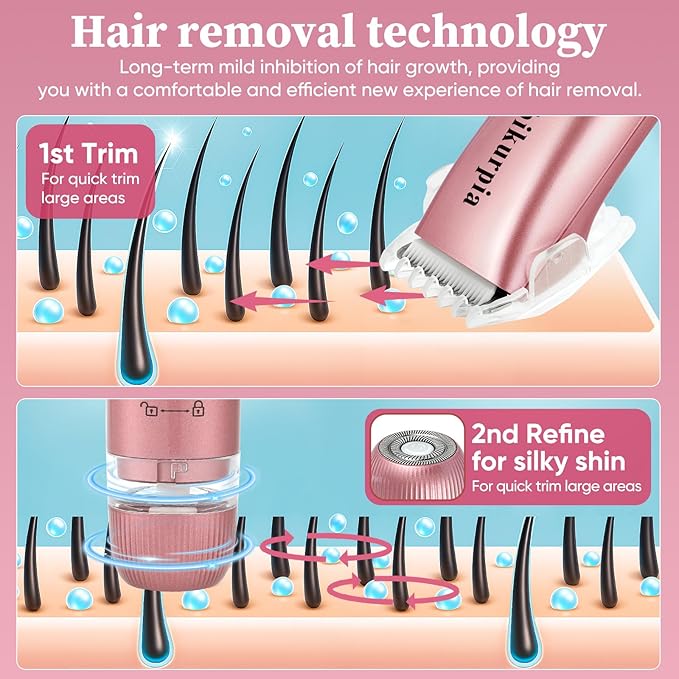 Bikini Trimmer for Women ? 2-in-1 Replaceable Women's Facial Razor Ceramic BladeIntimate Area Hair Remover Facial &amp Body Hair Remover