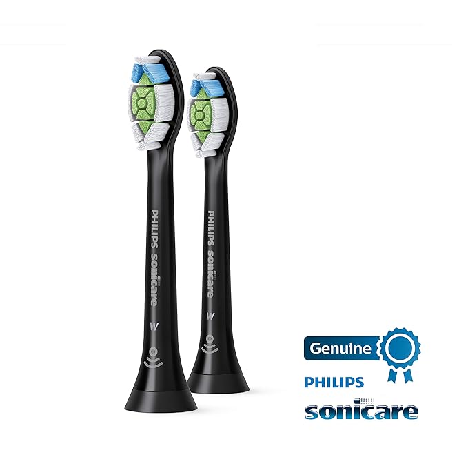 Philips Sonicare W DiamondClean - Genuine Replacement Electric Toothbrush Heads Black 2 Pack HX6062/95
