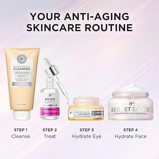 IT Cosmetics Secret Sauce Anti-Aging Face Moisturizer - Hydrating &amp Plumping Moisturizer Face Cream For Fine Lines Wrinkles &amp Dark Spots - Vegan - Day or Night Facial Moisturizer - 2 fl. oz