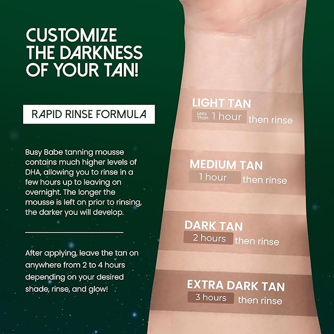 Self Tanner - Golden Nights Express Rapid Dark Tanning Mousse - Deeper Sun-Kissed Glow with Mitt - Vegan Cruelty-Free Instant Tan Self Tanning Mousse Pump - 7.2 oz No Orange Hues