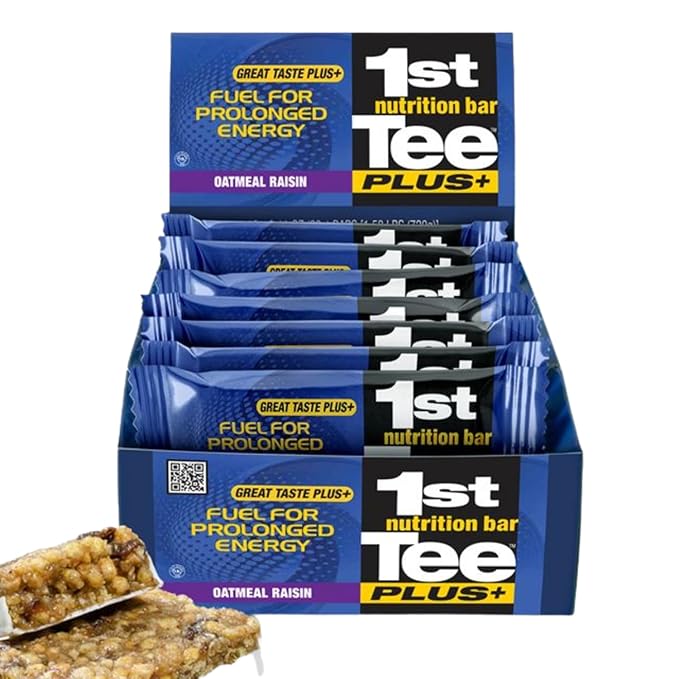 1st Tee PLUS+ Oatmeal Raisin bars made with Natural Ingredients Breakfast Bars | Best Oatmeal Bars Golf Nutrition Bar Easily Digestible Balanced Nutrition Bars 12-60 grams bars