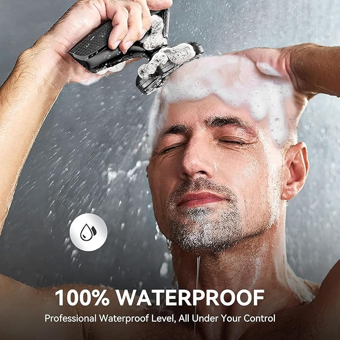 7D Head Shavers for Bald Men - 5 in 1 Bald Head Shavers for Men Body Shaver for Mens with Nose Hair &amp Beard Trimmer IPX6 Waterproof Wet Dry LED Display with Travel Case Cordless Head Razor (Black