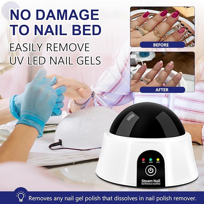 Electric Nail Soaking Bowl 50% Faster Nail Soak off Bowl Manicure Nail Soaker with Gold Cuticle Pusher for Acrylic Nail Polish Remover