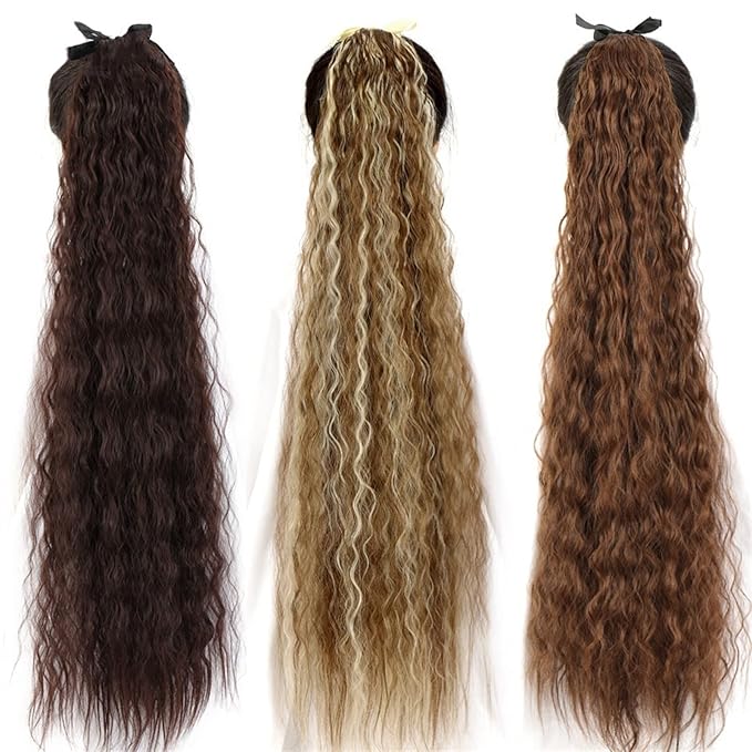 Hair Accessories 1 Pack Long Corn Wave Ponytail Lengthening Synthetic Natural with Drawstring Hairpin Ponytail Extension Women Wigs Hair Pieces For Women(00122inches)