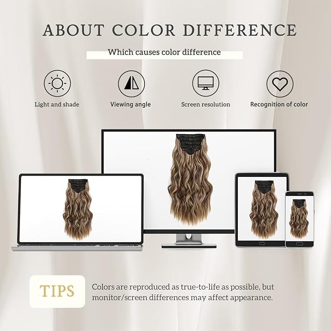 Clip in Long Wavy Synthetic Hair Extensions 20 Inch Light Brown with Blonde Highlights 6PCS Thick Hairpieces Fiber Double Weft Hair for Women