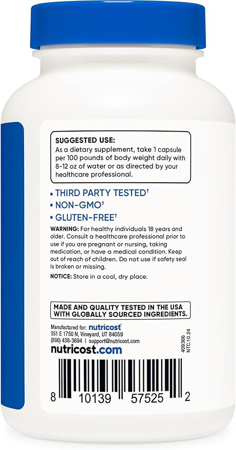 Nutricost Creatine HCl 120 Capsules - Made with CON-CRET Creatine 750 MG Per Capsule