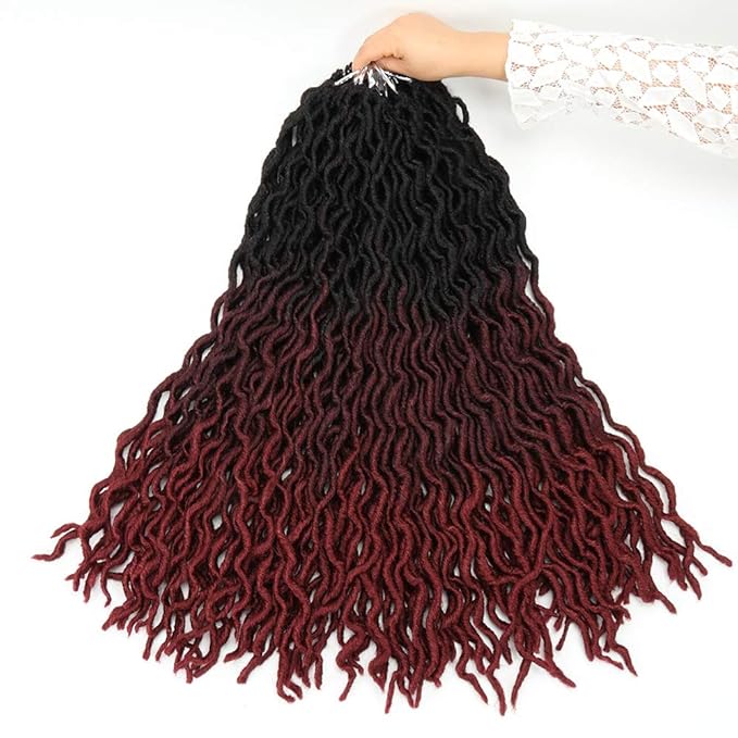 Eliza 24 Inch Wavy Gypsy Locs Ombre Crochet Hair 7 Packs Goddess Locs Faux Locs Crochet hair African Roots Dreadlocs Synthetic Braiding Hair Extensions for Black Women(247PacksOM3T99J530)