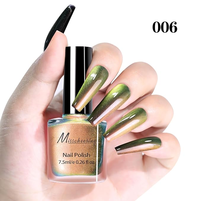 Major Dijit 10 Colors Cat's Eye Nail Polish Set 7.5ml/Bottle - Easy to Create 3D Glitter Effect - Long Lasting and Fast Drying - Salon Level Nail Art Experience