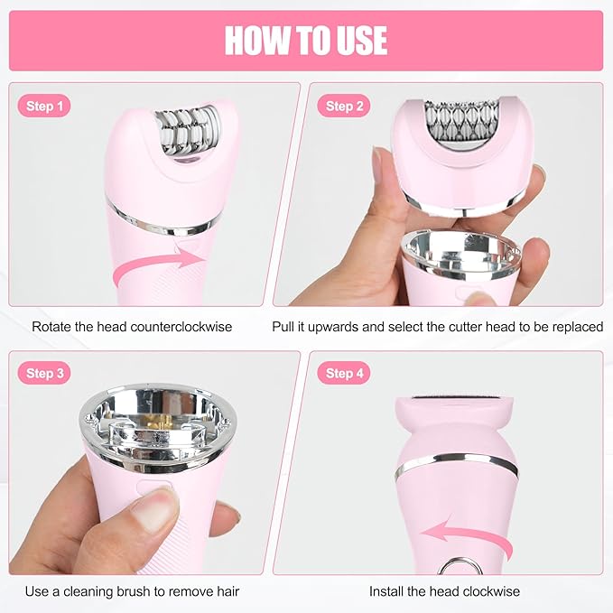 3.0 Women Face Epilator 7-in-1 Rechargeable Facial Hair Remover with LED Battery Display Facial Shaver for Face Eyebrow Nose Trimmer (Pink)