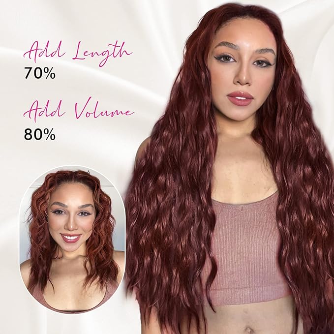 REECHO Clip in Hair Extensions 5PCS Blonde Hair Extensions 24 Thick Long Loose Waves hair extensions HE002 Invisible Lace Weft Natural Soft Hairpieces for Women ? Dark Ash Blonde