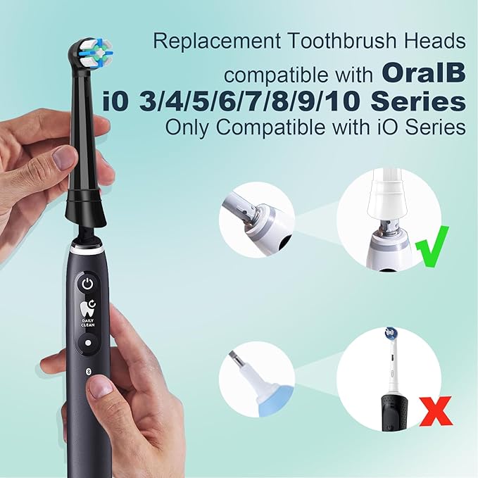 iO Replacement Heads Compatible with Oral B iOiO Series Electric Toothbrush Heads Compatible with Oral B iO 2/3/4/5/6/7/8/9/10Medium Bristles for Effective Plaque Removal(Black&ampWhite)